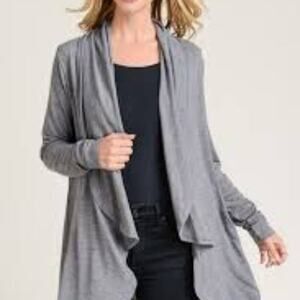 CATHERINE MALANDRINO GRAY WATERFALL CARDIGAN SIZE 0X